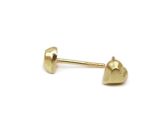 Tiny 3D Heart Earrings, Solid 14k Gold Earrings, Mini Heart Studs, Gold 3D Heart Earrings, Gold Heart Studs, romantic gifts for her