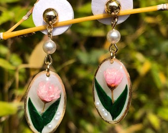 Real Pink Flower Resin Earrings | Pressed Flower Jewelry | Dainty Floral Earrings | Handmade Gift for Her | Botanical Drop Earrings