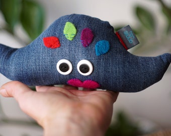 Handmade upcycled toy, denim and felt. Minimalist design. Sustainable and eco friendly.