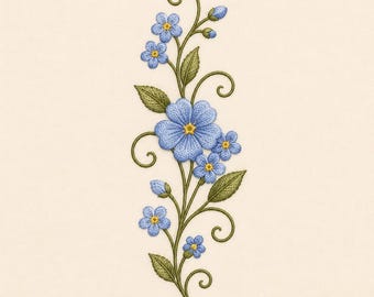 Forget Me Not Floral Vine Machine Embroidery Design Wildflower Border Shirt Sweatshirt Gift
