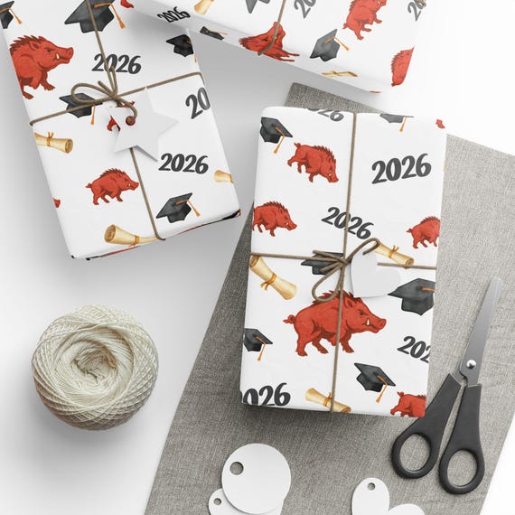 Razorback Graduation Wrapping Paper | Class of 2026 Gift Wrap
