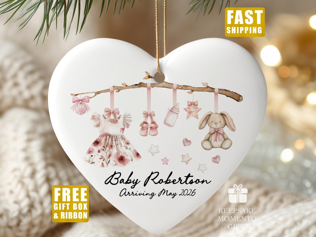 Personalized Baby Girl Birth Announcement Ceramic Ornament | Custom ...