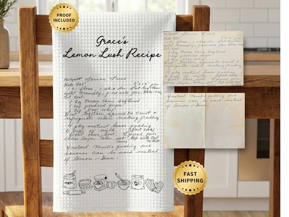 Custom Family Recipe Tea Towels/Handwriting Recipe Towels/Personalized Recipe Towels/Family Heirloom Gift