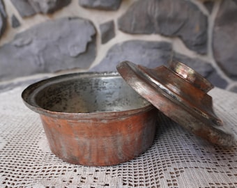 Very old handmade hammered tinned copper