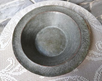 Antique tinned copper bowl