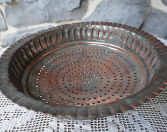 Outstanding Antique Copper Colander