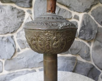 Antique Copper Oil Lamp obtained in Haiti that may have been imported from Europe long ago