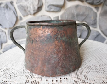 Very Sturdy, and Built to Last, Antique Handmade Copper Cooking Pot