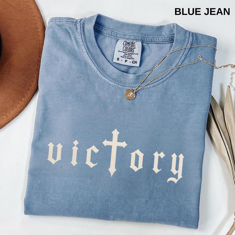 Victory Old English Shirt, Gothic Cross Tee, Christian Streetwear Shirt, Blackletter Graphic Tee, Vintage Gothic Tshirt, Faith Inspired Tee image 3