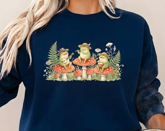 Felpa girocollo con rana e fungo / Woodland Whimsy
