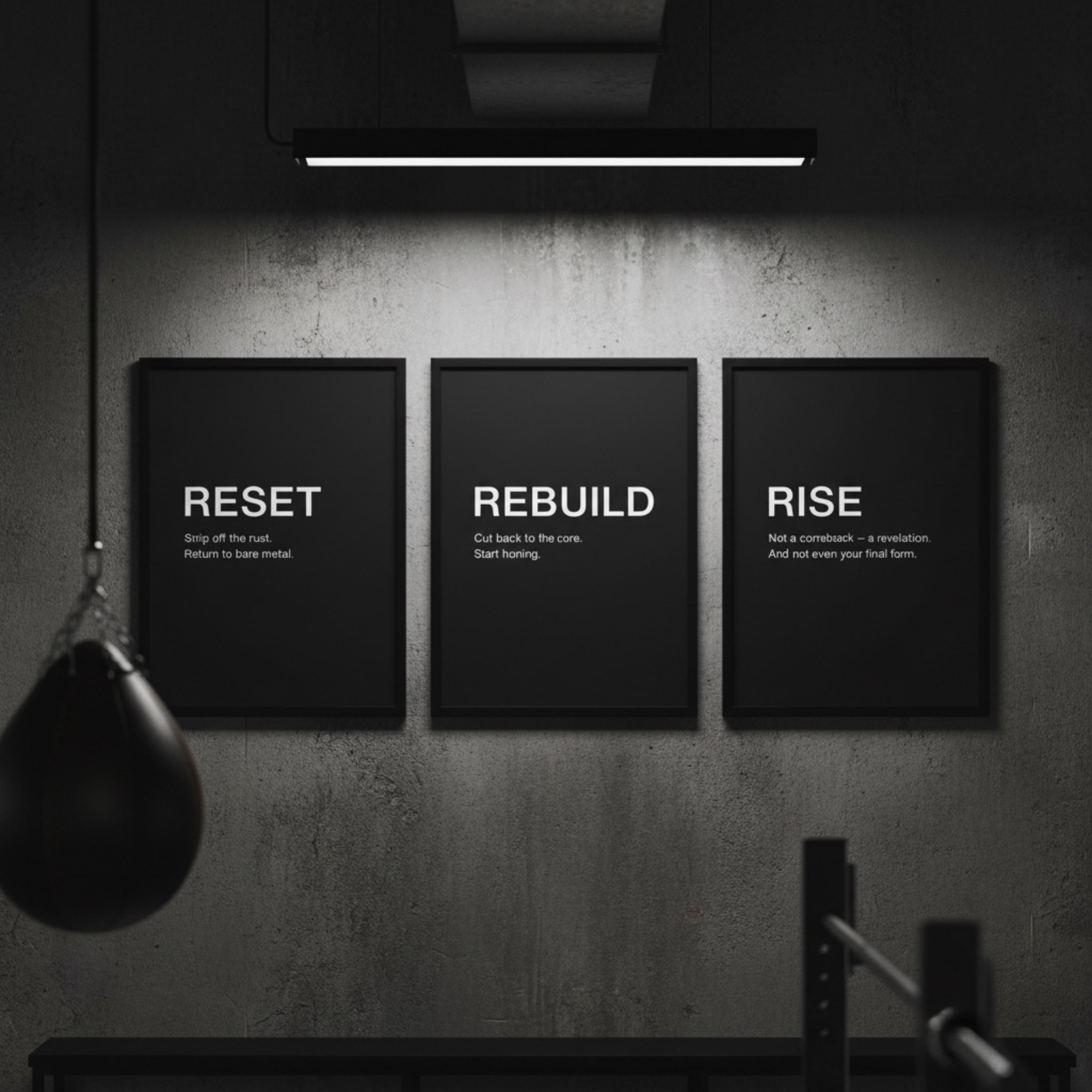 RESET Motivational Poster Set of 3 | Gym Printable Wall Art | Reset ...