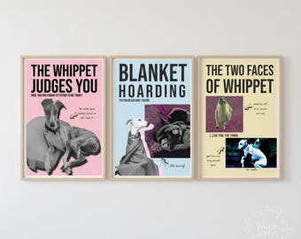 Whippet funny wall art printable set | Sighthound meme posters | Dog humor digital download bundle | Life of a Sighthound series