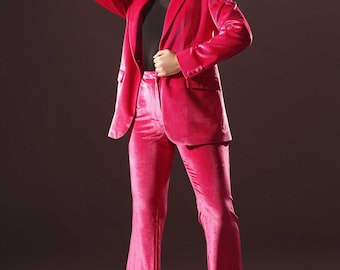 Hot Pink Velvet Blazer & Pants Set | Tailored Women's Suit | VALEIGN