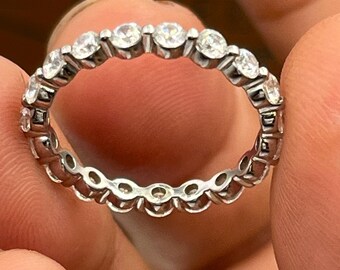 Classic  Round Moissanite Eternity Band in 925 Sterling Silver