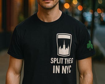 Splits de G NYC T-shirt | Zwart uniseks T-shirt Irish Pub-stijl | Op Guinness geïnspireerd New York-shirt