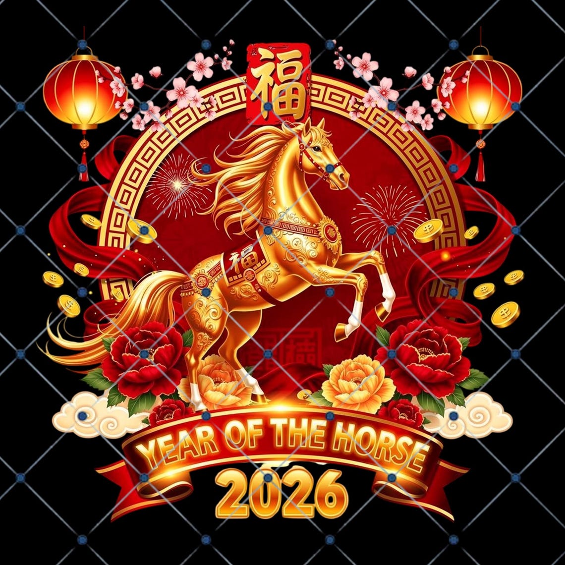 Year of the Horse 2026 PNG, Gold Lunar New Year Clipart - Etsy Canada