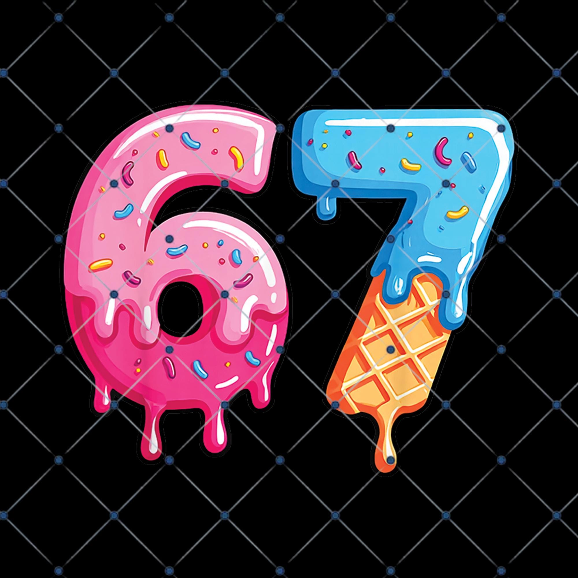 Funny 67 Ice Cream PNG, Six Seven Drip Meme Design, Donut Sprinkles ...