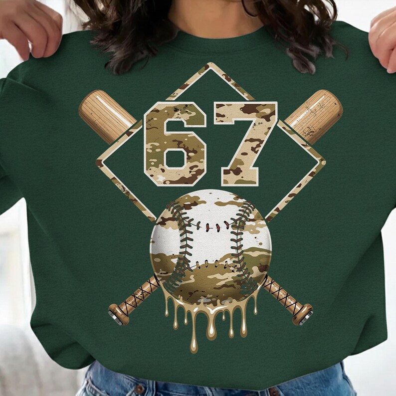 Dripping Camo Baseball Number 67 PNG | Sublimation Design (digital ...
