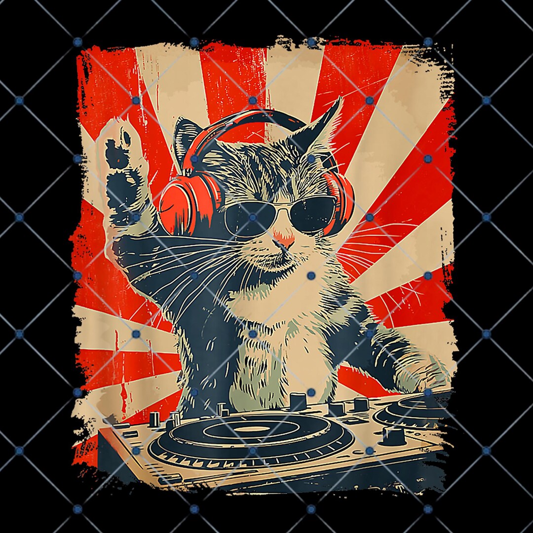 DJ Cat Png• Funny Cat Music Meme • Disco Headphones Graphic Tee • Music ...