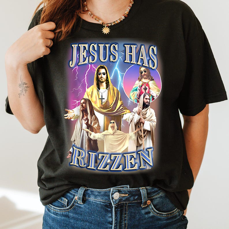 Jesus Has Rizzen PNG | Funny Christian Meme Design | Vintage Religious ...