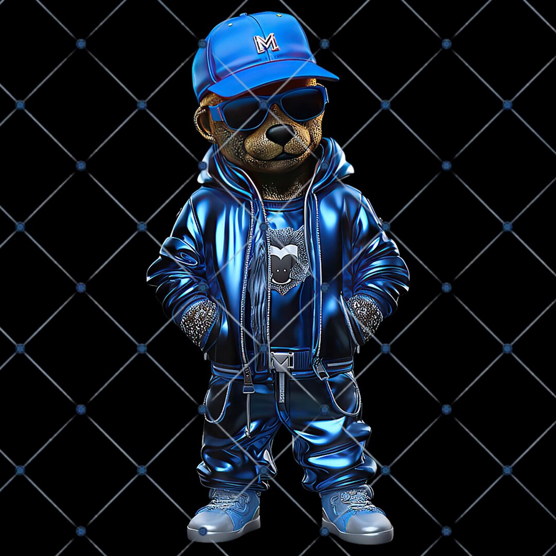 Block Bear Rapper Rap Bear Blue Teddy PNG • Hip Hop Teddy Bear Graphic • Urban Street ...