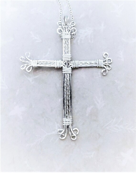 Wire wrapped cross pendant Silver cross pendant. Cross necklace Silver cross necklace Silver cross necklace