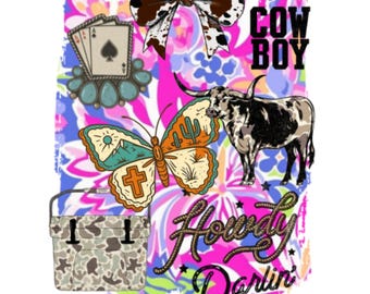 Howdy Darlin PNG, Cowgirl Collage PNG, Western Sublimation Design, Cowboy Cow Print Bow PNG, Retro Western Digital Download