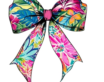 Floral Bow PNG, Colorful Boutique Bow Clipart, Trendy Floral Bow Sublimation Design, Girly Bow Digital Download