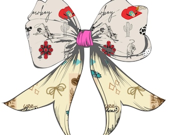 Cowboy Bow PNG, Western Cowgirl Bow Sublimation Design, Vintage Western Bow Clipart, Boutique Cowgirl Digital Download