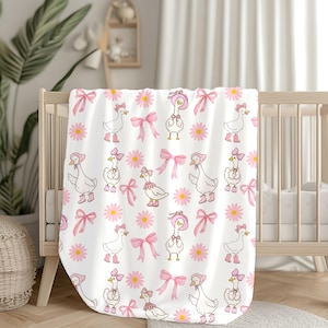 Personalisierte Gans Babydecke, rosa Schleifen-Kinderzimmerdekor