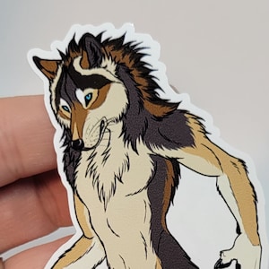 Werewolf Standing Lycan Anthro Wolf Weatherproof Sticker