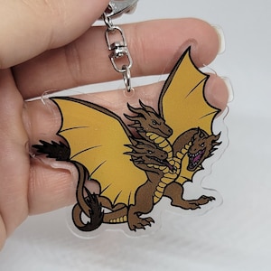 Three Headed Dragon &quot;The King&quot; Japanese Chibi Monster Acrylic Keychain Charm