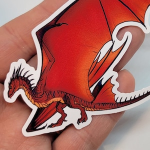 Fantasy Red Wyvern Dragon Weatherproof Sticker