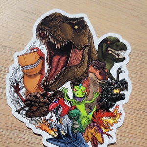 Famous T-Rex Tyrannosaurus Rex Dinosaur Mash-up Fan Art Sticker