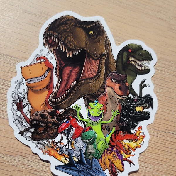 Famous T-Rex Tyrannosaurus Rex Dinosaur Mash-up Fan Art Sticker