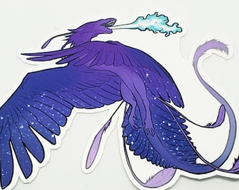 Fantasy Stars Fire Breathing Feathered Dragon Sticker