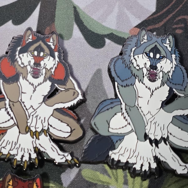 Snarly Werewolf Lycan Anthropomorphic Horror Hard Enamel Pins (Multiple Color Choices!)