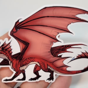 Fantasy Red Western Dragon Weatherproof Sticker