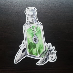 Pegatina de retrato macabro de Fantasy Alchemy Flask