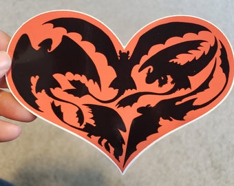 Silhouette "I Heart" Dragon Fan Art Sticker