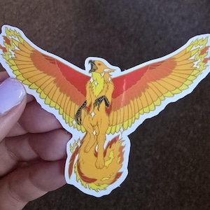 Pegatina de acuarela con retrato de pájaro, constelación estelar, grifo y fénix de fantasía