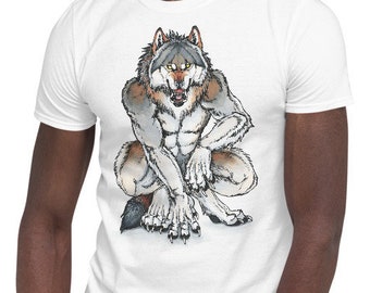 Snarling Werewolf Drawing - Unisex T-shirts