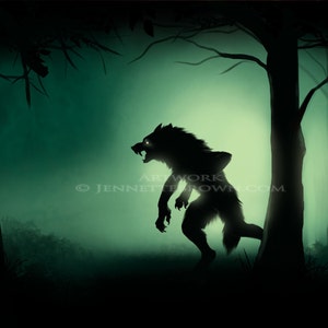 Werewolf Stalking Digital Painting Fantasy Horror Prints and Posters