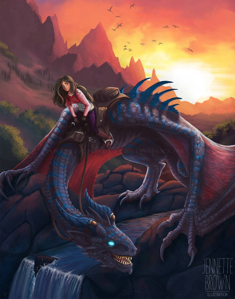 Dragon Rider Fantasy Illustration Prints and Posters image 1