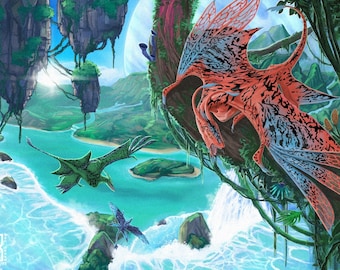 Avatar Pandora James Cameron Banshee Ikran Landscape Scenery Fan Art Prints and Posters