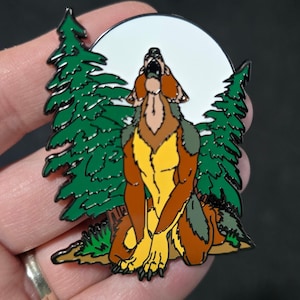 Forest Moon Howl Werewolf Anthro Lycan Fantasy Hard Enamel Pin