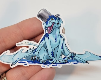 Silly Paint Bucket Dragon Weatherproof Sticker