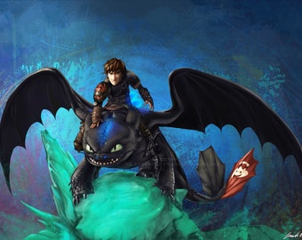 L'Alfa li protegge tutti - Hiccup e Sdentato - Fan Art e poster di Dragon Trainer 2