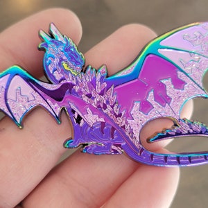Elemental Crystal Gem Rainbow Magical Dragon Fantasy Enamel Pin