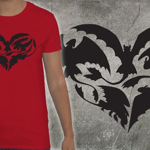 Ladies Fit T-shirt - Silhouette &quot;I Heart&quot; Dragon